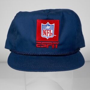 NWT VTG 90s ESPN NFL Hat Snapback Hat National Football League Rope Blue